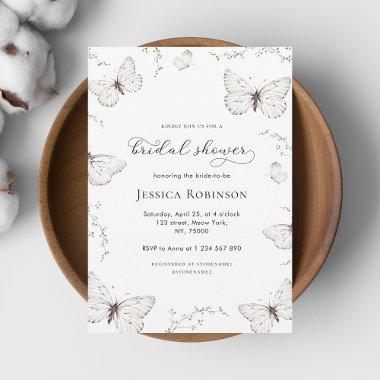 Delicate White Butterfly Garden Bridal Shower Invitations