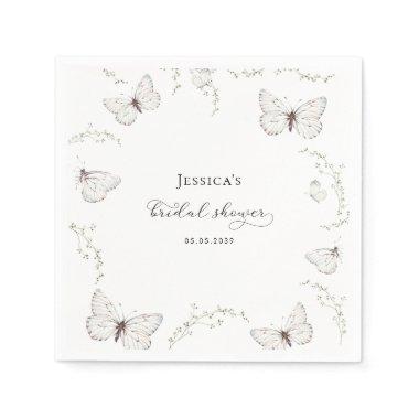 Delicate White Butterfly Garden Bridal Shower Napkins