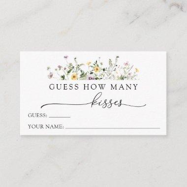 Delicate Wildflower Guess How Many Kisses Game Enclosure Invitations