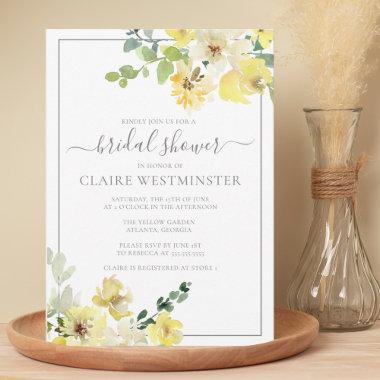 Delicate Yellow Floral Summer Garden Bridal Shower Invitations