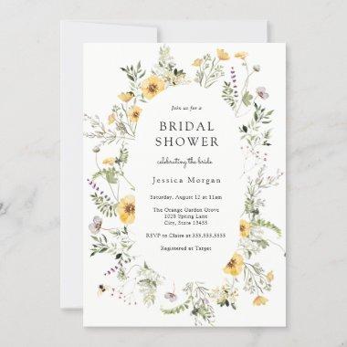 Delicate Yellow Wildflower Bridal Shower Invitations