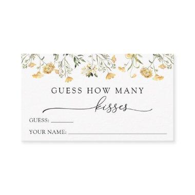 Delicate Yellow Wildflower Guess How Many Kisses Enclosure Invitations