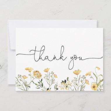 Delicate Yellow Wildflower Thank You Invitations