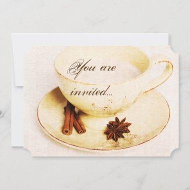 deliscious chai tea cup - tea party invite