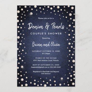 Denim and Pearls Invitations