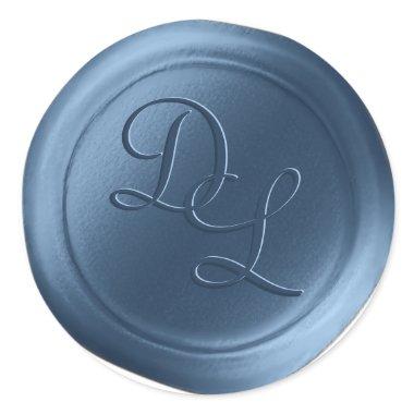 Denim Blue 2 Letter Monogram Wax Seal Stickers