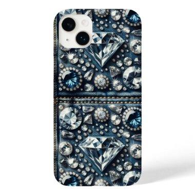 Denim & Diamonds Bling Gemstone Glam Jewels Case-Mate iPhone 14 Plus Case