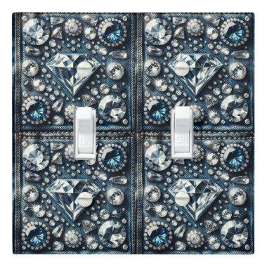 Denim & Diamonds Bling Gemstone Glam Jewels Light Switch Cover