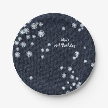 Denim & Diamonds Chic Elegant Bling Party Plates