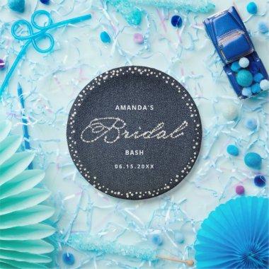 Denim Diamonds Elegant Bridal Shower Personalized Paper Plates