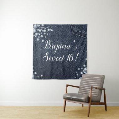 Denim & Diamonds Glam Birthday Party Backdrop