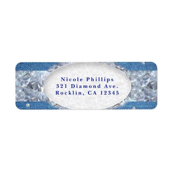 Denim & Diamonds Glam Scattered Bling  Label