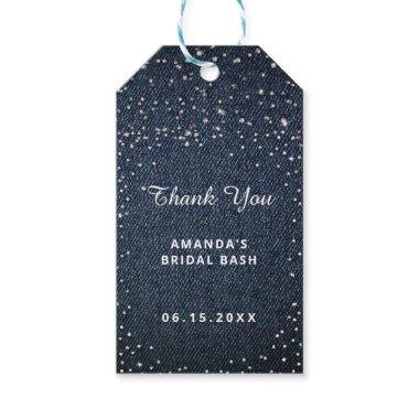 Denim Diamonds Glitter Bridal Shower Personalized Gift Tags