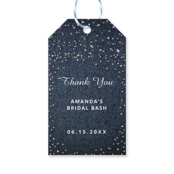Denim Diamonds Glitter Bridal Shower Personalized Gift Tags