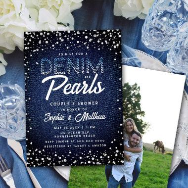 Denim Diamonds Pearls Photo Couple Shower Invitations