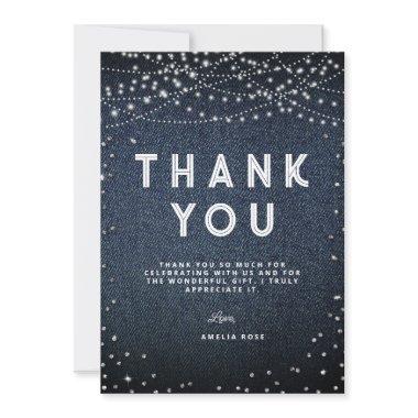 Denim Diamonds Rustic Lights Elegant Blue Jeans Thank You