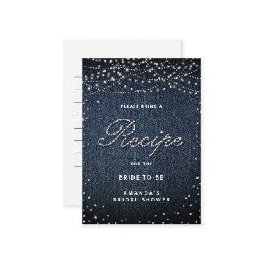 Denim Diamonds Rustic Lights Elegant Bridal Recipe Enclosure Invitations