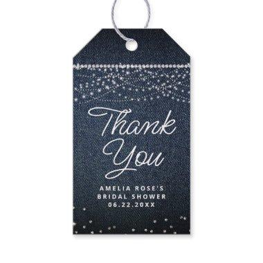 Denim Diamonds Rustic Lights Script Thank You Gift Tags