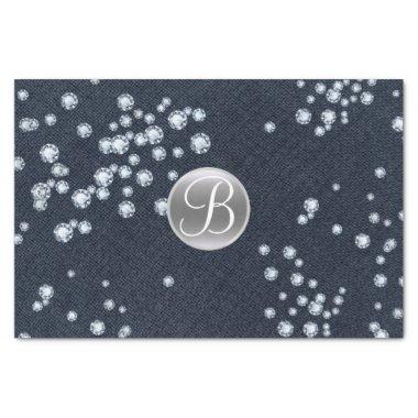 Denim Diamonds Scattered Bling Monogram Initial Tissue Paper