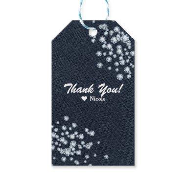 Denim & Diamonds Scattered Bling Party Favor Gift Tags