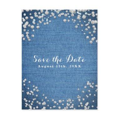 Denim & Diamonds Scattered Bling Save the Date Announcement Post