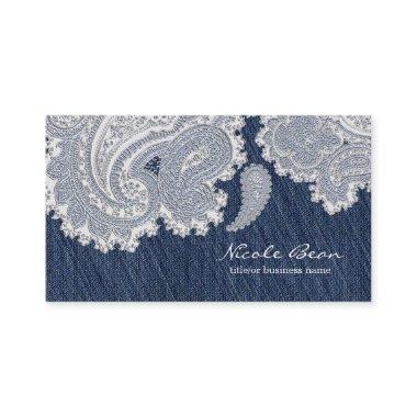 Denim Jean & White Lace Elegant Wedding Business Invitations