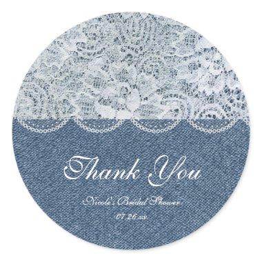 Denim & Lace Rustic Romance Shower Favor Sticker