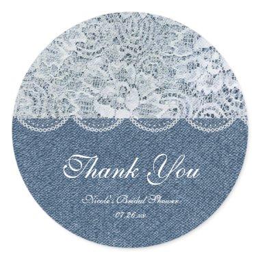 Denim & Lace Rustic Romance Shower Favor Sticker