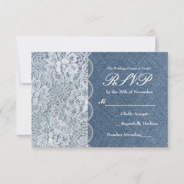 Denim & Lace Rustic Romance Wedding RSVP Card
