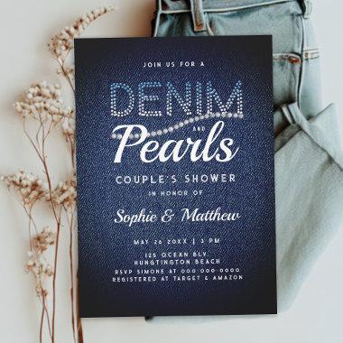 Denim Pearls Couple Wedding Shower Modern Rustic Invitations