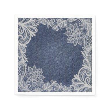 Denim & White Floral Lace Elegant  Napkins