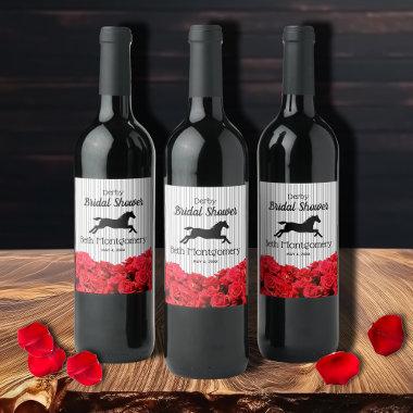 Derby Horse Roses Stripes Wine Label