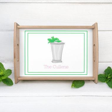 Derby Mint Julep Personalized Border Serving Tray