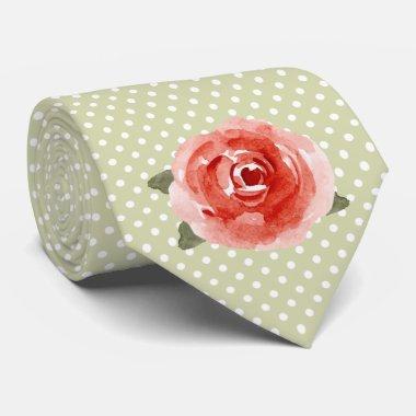 Derby Rose on White and Lime Dots Tie