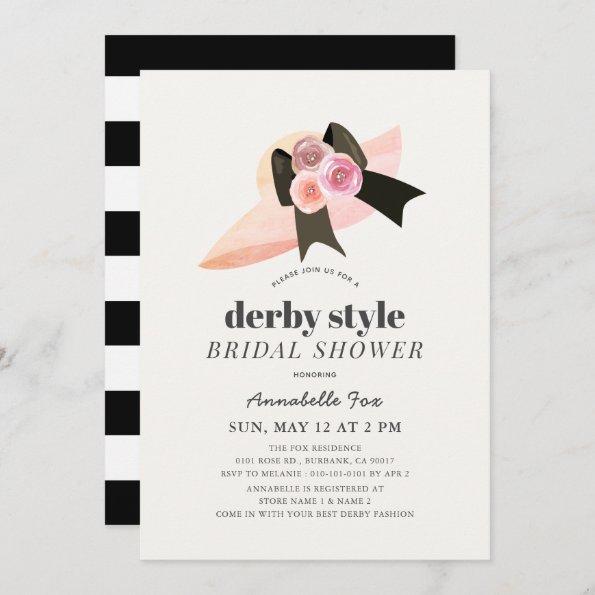 Derby Style Big Hat Rose Bridal Shower Invitations