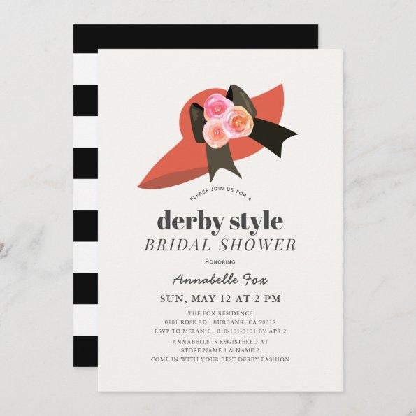 Derby Style Big Red Hat Rose Bridal Shower Invitations