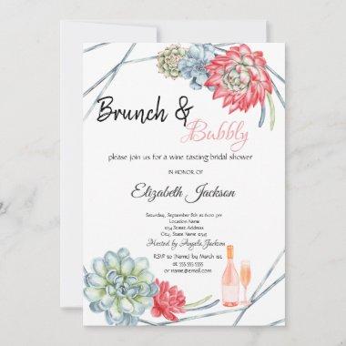 Desert Cactus Red Brunch & Bubbly Bridal Invitations