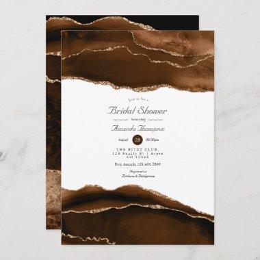 Desert Gold Watercolor Agate Bridal Shower Invitations