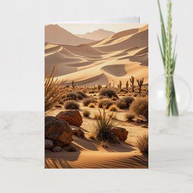 Desert landscape at sunset foil greeting