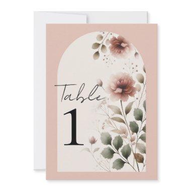Desert Rose Pink Floral Greenery Table Number