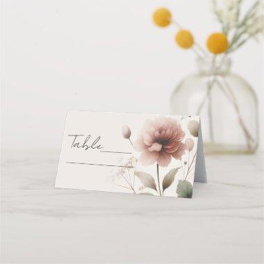 Desert Rose Pink Floral Greenery Table Number Place