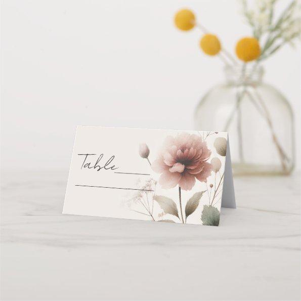 Desert Rose Pink Floral Greenery Table Number Place