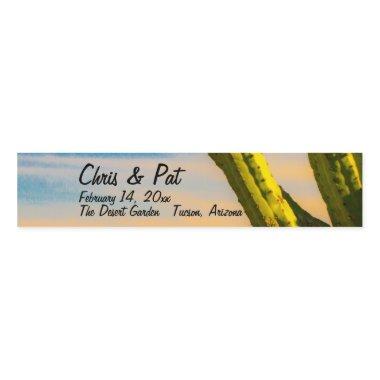 Desert Saguaro Cactus Wedding Date Location Water Bottle Label