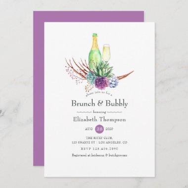 Desert Succulents Brunch and Bubbly Bridal Shower Invitations