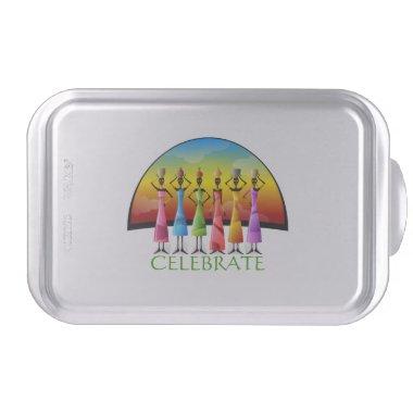Designer Cake Pan with Colorful African Women