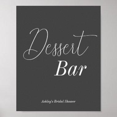 Dessert Bar Black White Wedding Poster