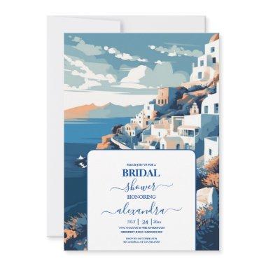 Destination Greece Santorini Bridal Shower Invitations