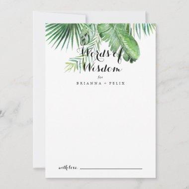 Destination Tropical Green Wedding Words of Wisdom Advice Card