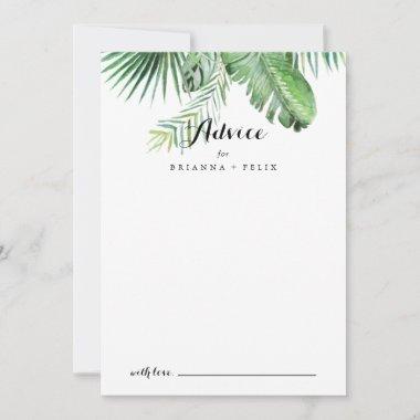 Destination Tropical Greenery Calligraphy Wedding Advice Card
