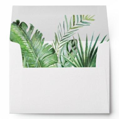 Destination Tropical Greenery Wedding Invitations Envelope